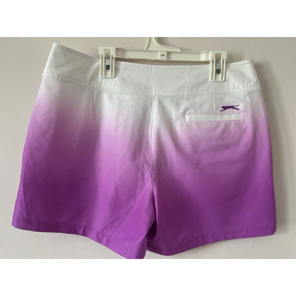 Slazenger Ombre Golf Shorts Womens Size 6 Purple & White Pockets Lightweight - Picture 2 of 6